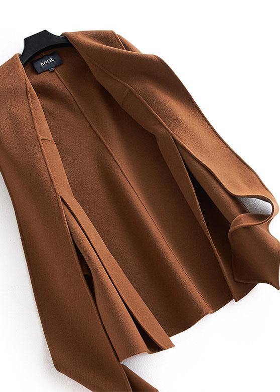 WW | Plus Size Langarm Oberbekleidung Braun Taschen Wollmäntel Damen