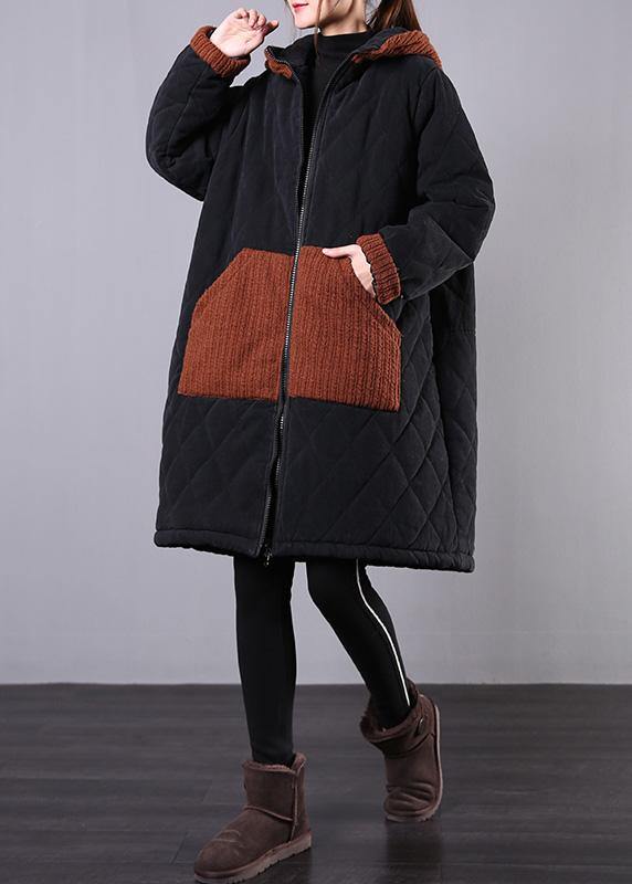 WW | Plus-Size-Wintermäntel schwarze kapuzenzipper Winterparkas