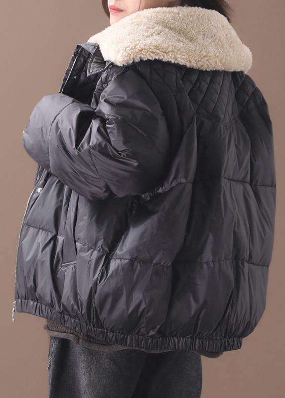 WW | Trendy Plus-Size Winter Jacket Winter Coats Black Warm with Zipper Women's Short Outerwear