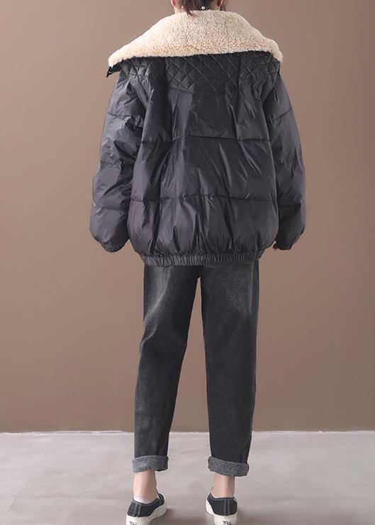 WW | Trendy Plus-Size Winter Jacket Winter Coats Black Warm with Zipper Women's Short Outerwear