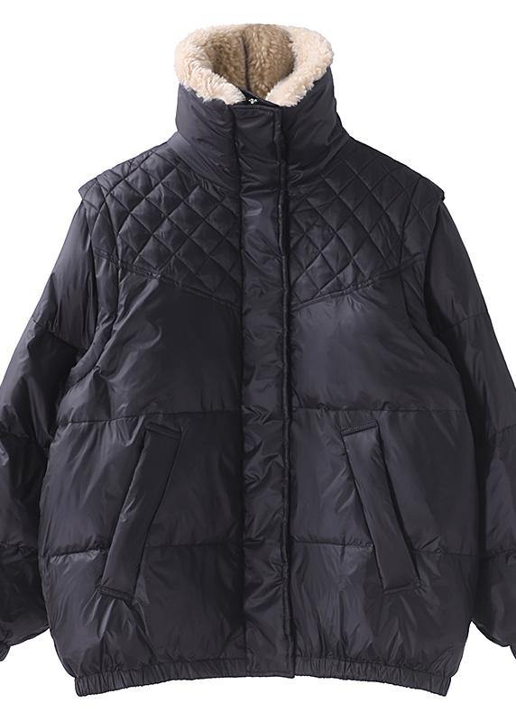 WW | Trendy Plus-Size Winter Jacket Winter Coats Black Warm with Zipper Women's Short Outerwear