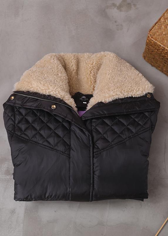 WW | Trendy Plus-Size Winter Jacket Winter Coats Black Warm with Zipper Women's Short Outerwear