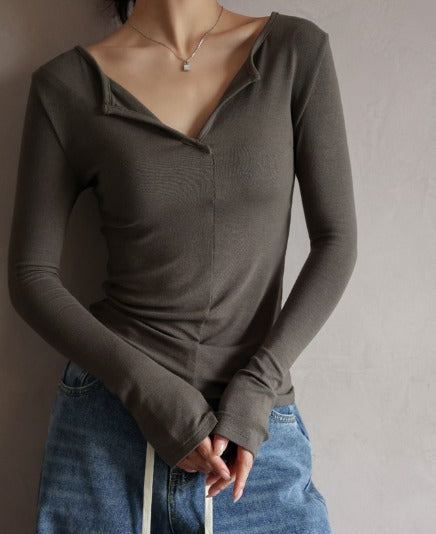 WW | Lässiges T-Shirt für Damen mit Reißverschluss und Rundhalsausschnitt