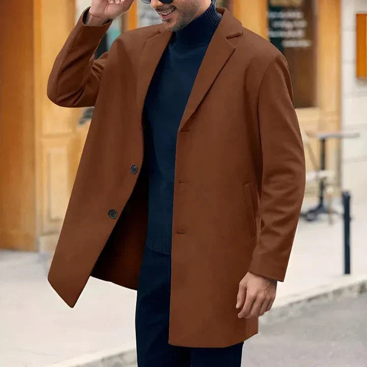 WW | Timeless Double-Breasted Men's Coat with Lapel Collar