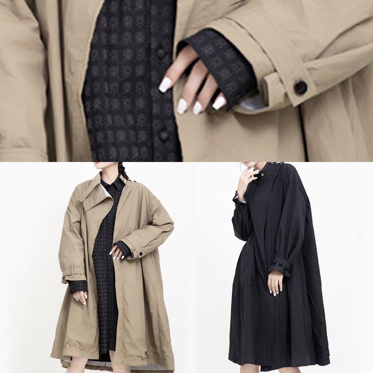 WW | ways to wear Fashion asymmetrische Mäntel Damen khaki Midi Jacken