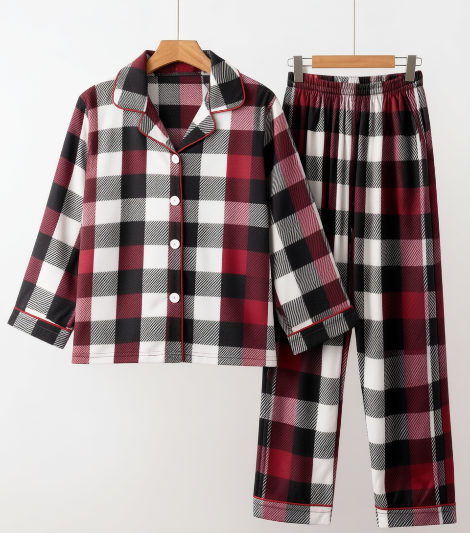 WW | Family Christmas Red and White Plaid Button-Up Pajama Sets
