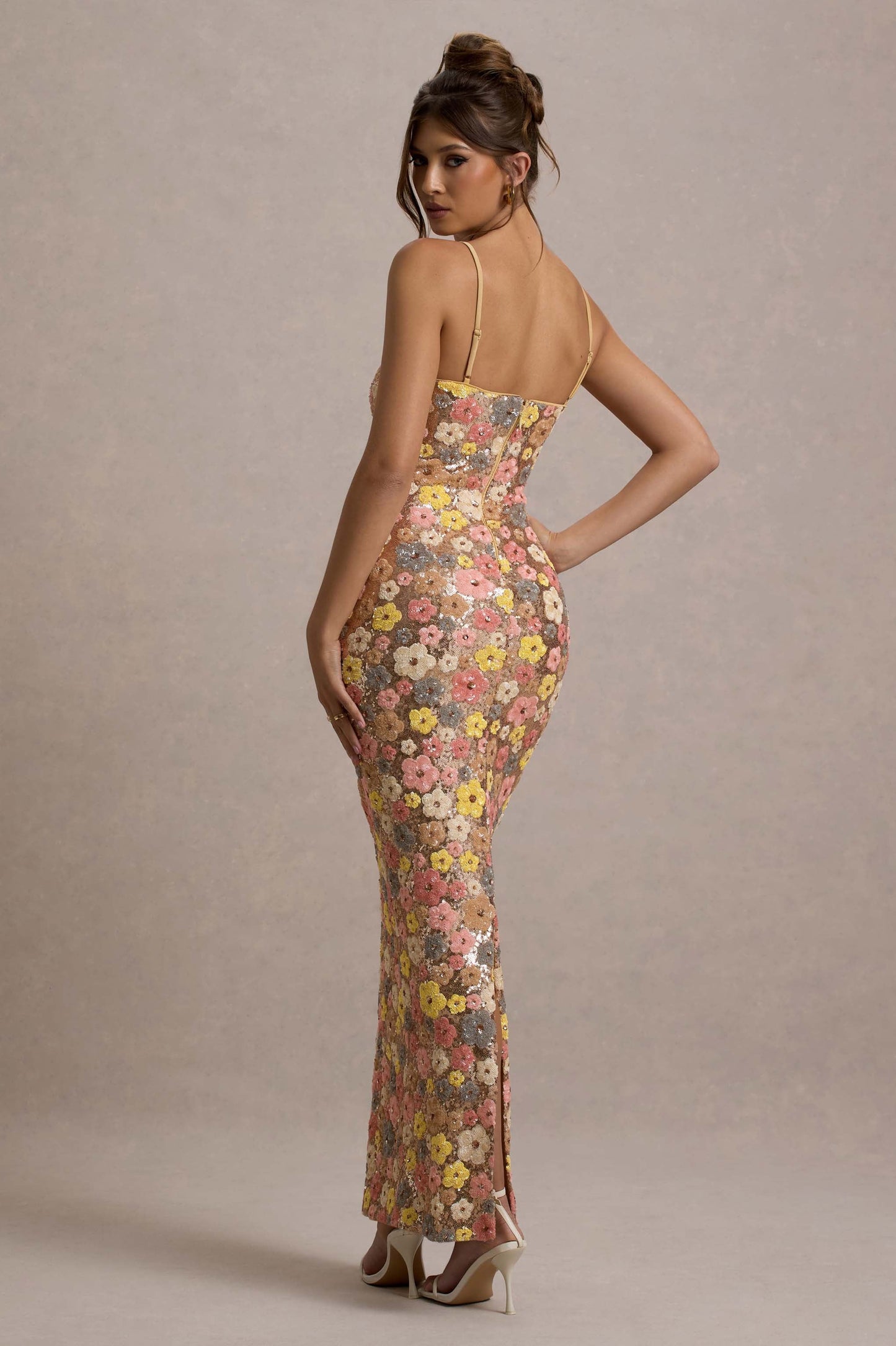 Elira | Sequin Floral Maxi Dress