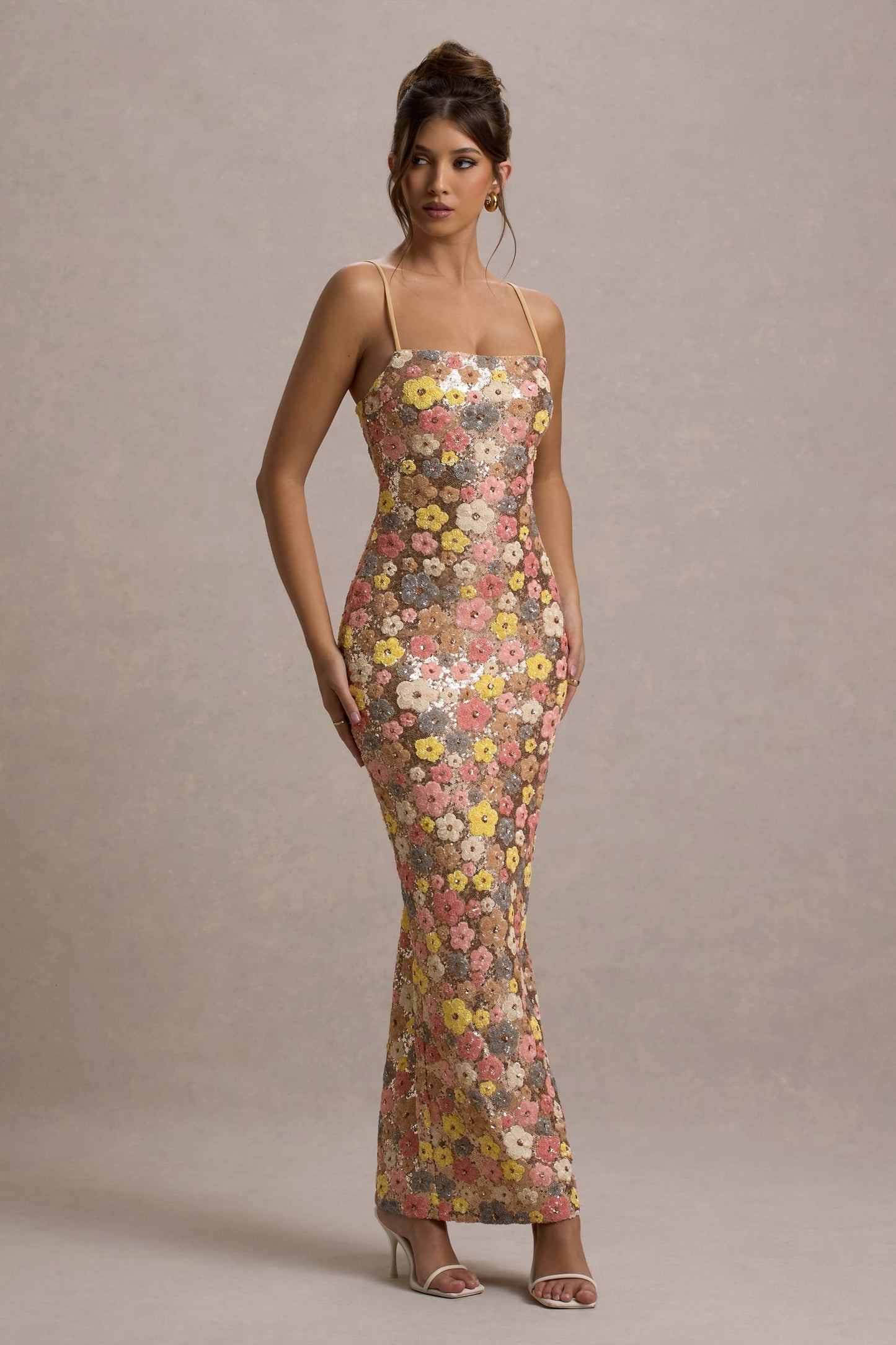Elira | Sequin Floral Maxi Dress