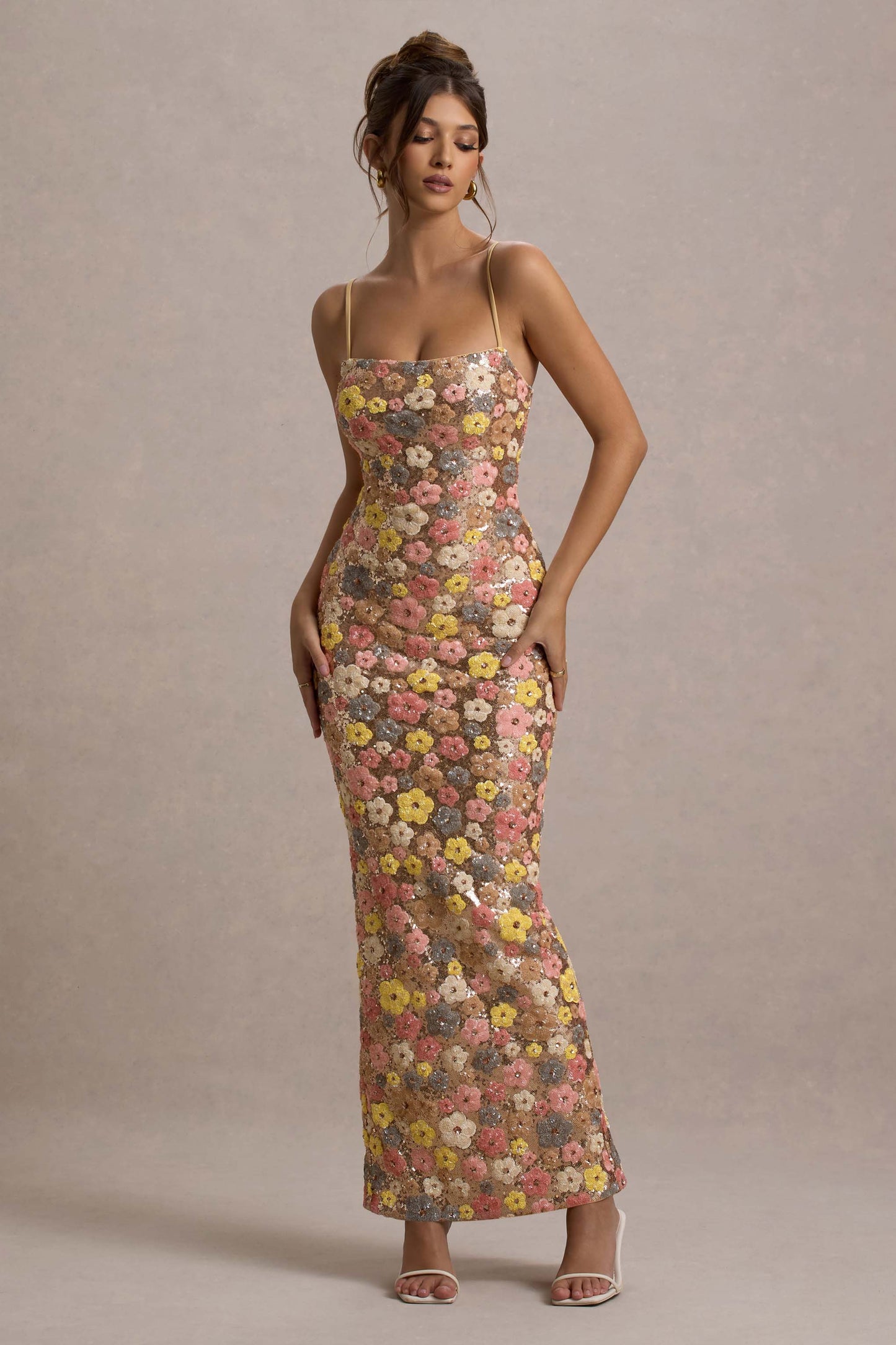 Elira | Sequin Floral Maxi Dress
