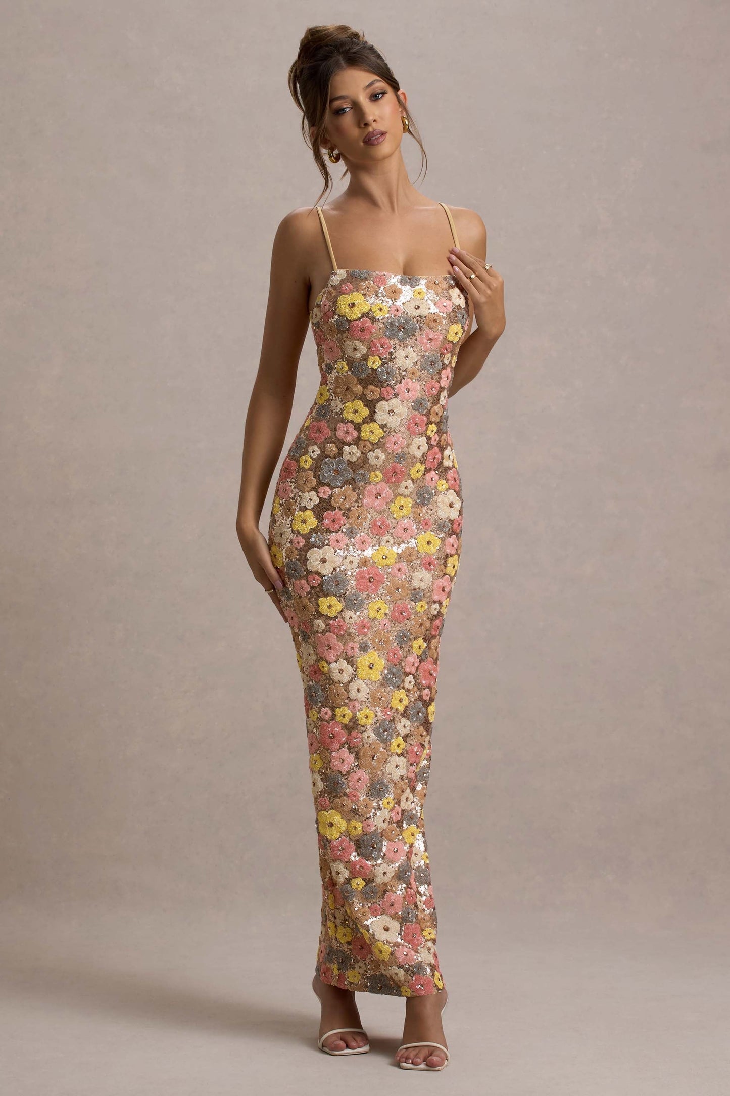 Elira | Sequin Floral Maxi Dress