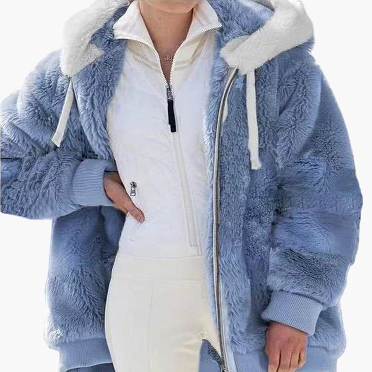 WW | Winter Hooded Jacket in Striped Design - Fashionable Leisure Jacket for Cold Days