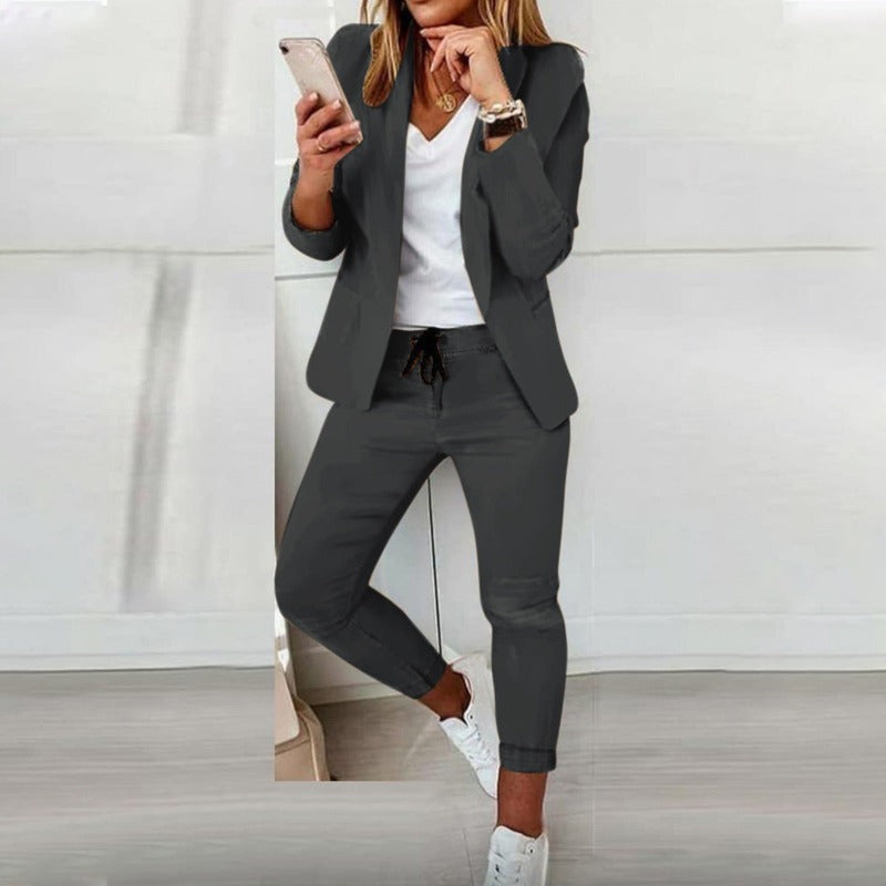 WW | Eleganter Blazer Mit Knopf Jogginghose Mit Elastischem Bund