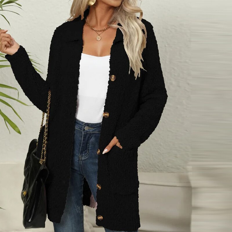 WW | Cardigan aus gemütlichem Teddy mit eleganten Taschen