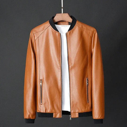 WW | Men's Vintage Vegan Leather Jacket without Hood - Perfect for All Seasons