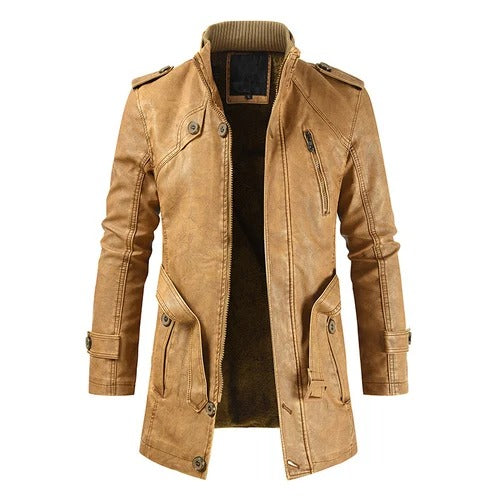 WW | Elegant Vegan Leather Jacket with Additional Pockets for Men - Ideal for All Seasons