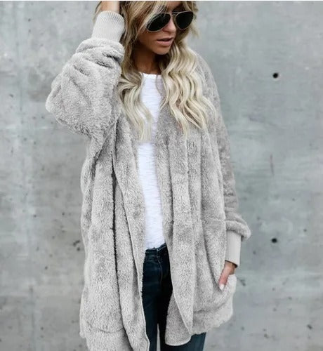 WW Fleece-Cardigan | Superweicher lässiger Fleece-Cardigan mit Kapuze für Damen