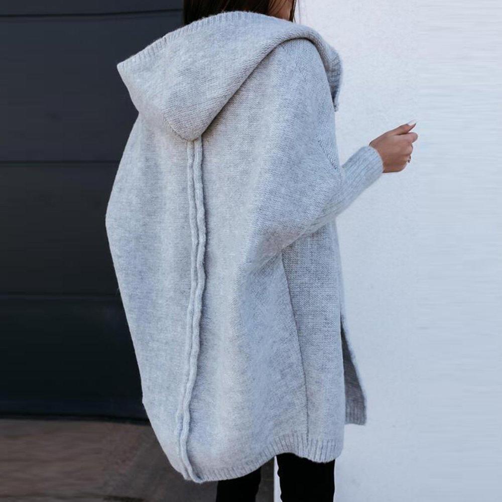 VELOVA - Oversize Boxy-Langarm-Strickjacke mit Kapuze