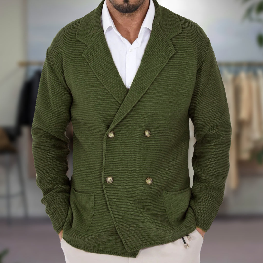 WW | Herren Doppelreihiger Blazer - Im Strickstil