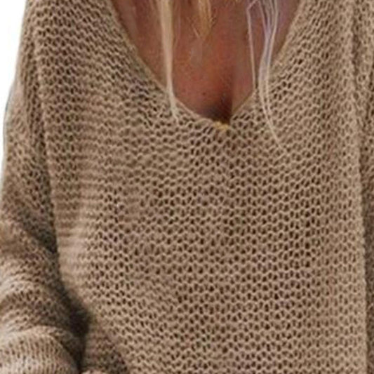 WW | Strickpullover - Oversized Lockere Passform - Weicher V-Ausschnitt - Langärmlig Warm Komfort
