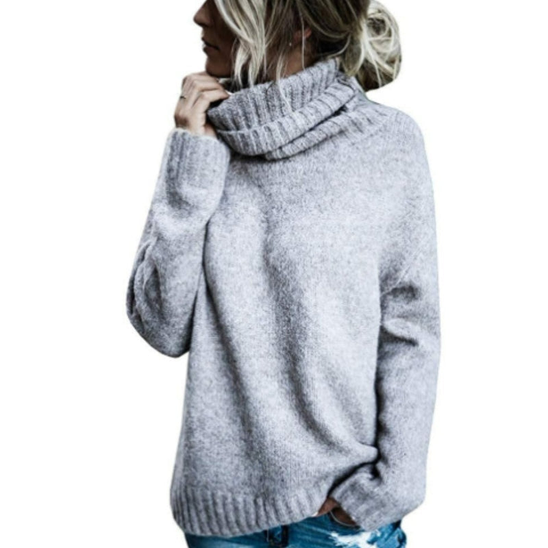 WW | Rollkragenpullover Weiches Strickmaterial Übergroß Fit Lange Ärmel Seitenschlitze