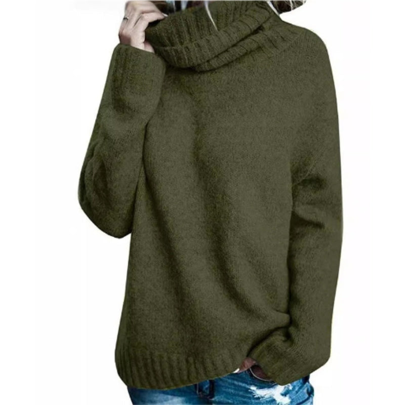 WW | Rollkragenpullover Weiches Strickmaterial Übergroß Fit Lange Ärmel Seitenschlitze
