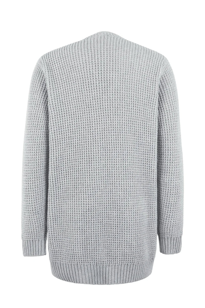 WW | Cardigan - Lange Offene Front - gestrickte Textur - weiche gerippte Kanten - mit Taschen