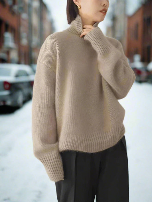 WW | Rollkragenpullover - Weiches Strickmaterial - Oversized Passform - Lange Ärmel