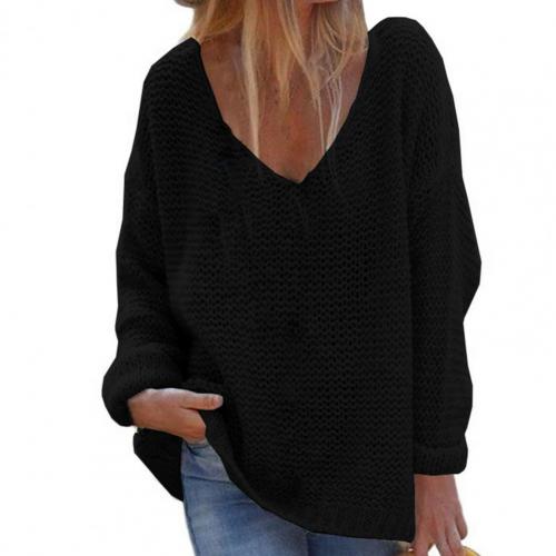 WW | Strickpullover - Oversized Lockere Passform - Weicher V-Ausschnitt - Langärmlig Warm Komfort