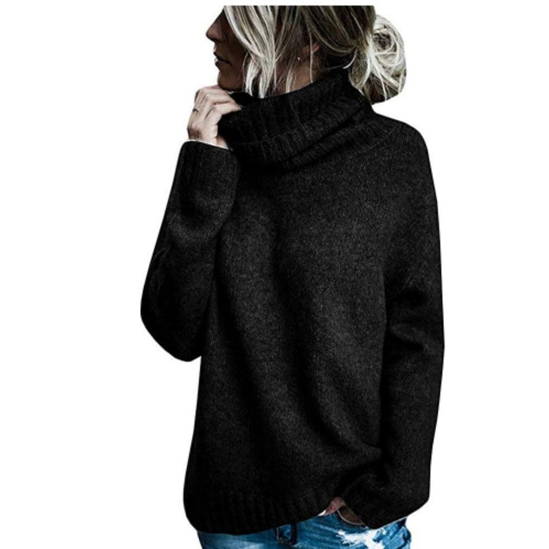 WW | Rollkragenpullover Weiches Strickmaterial Übergroß Fit Lange Ärmel Seitenschlitze