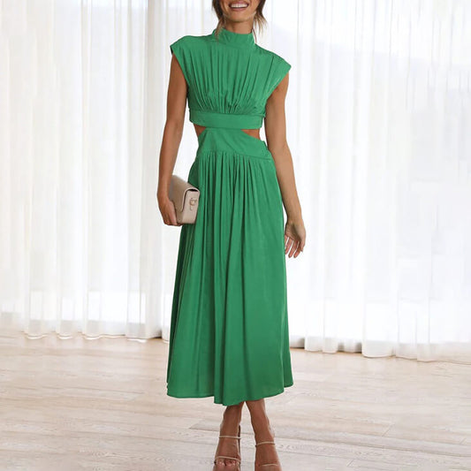 Dorothea | Pleated High-Neck Dress