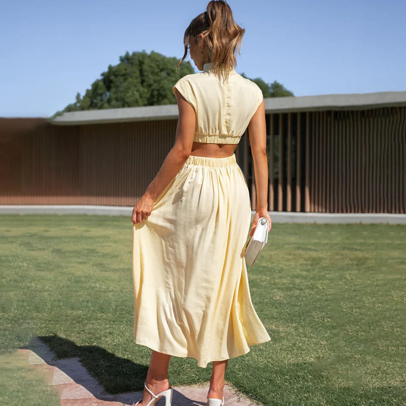 Dorothea | Plissiertes Kleid Mit Hohem Ausschnitt