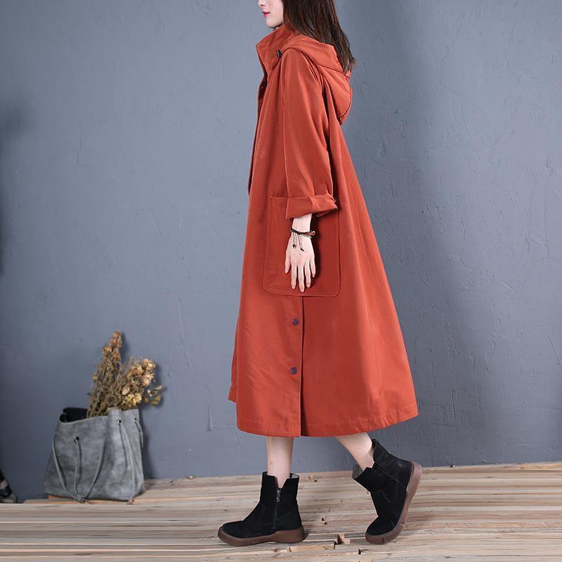 WW | casual winter coat red hooded coats women's