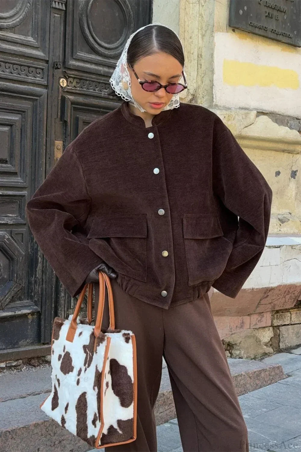 WW | Cord-Jacke mit steigendem Kragen und losem Schnitt
