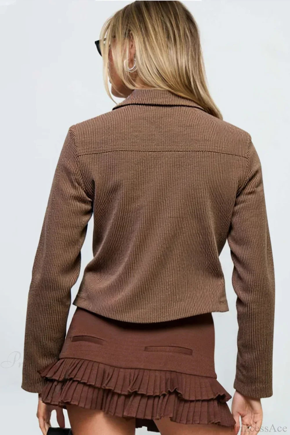 WW | Dunkelbraune Street Slim-Fit Y2K Utility Jacke