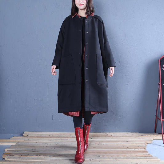 WW | Plus-Size-Bekleidung schwarze seitlich offene Damenmäntel