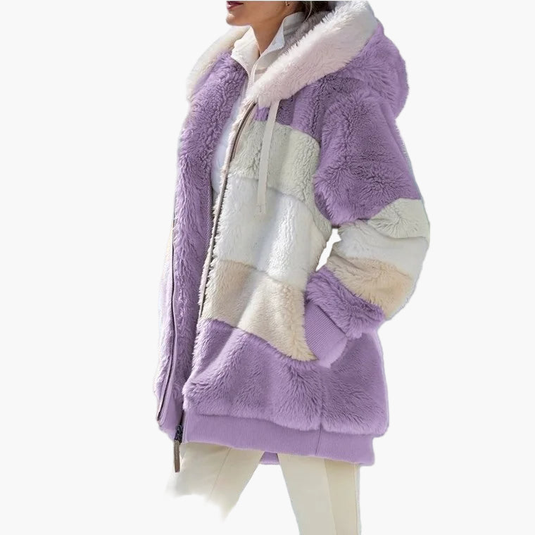 WW | Winter Hooded Jacket in Striped Design - Fashionable Leisure Jacket for Cold Days