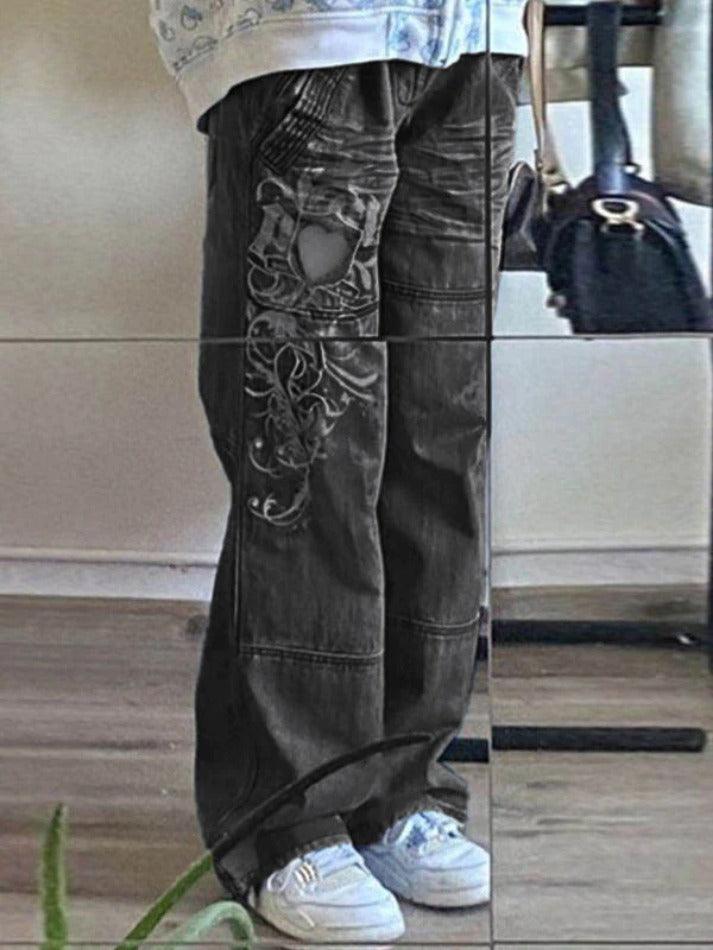 WW | Gewaschene Herzmuster Cargojeans