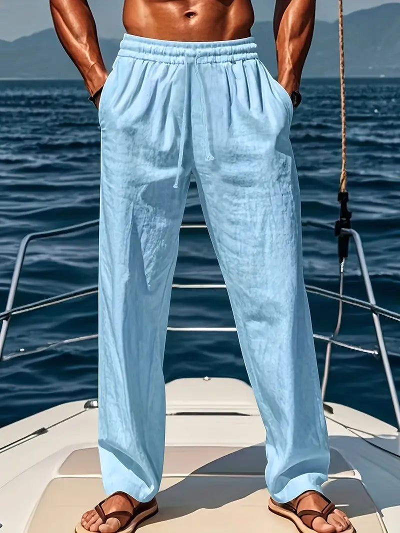 WW | Men's Linen Trousers Breathable Summer Trousers with Classic Style