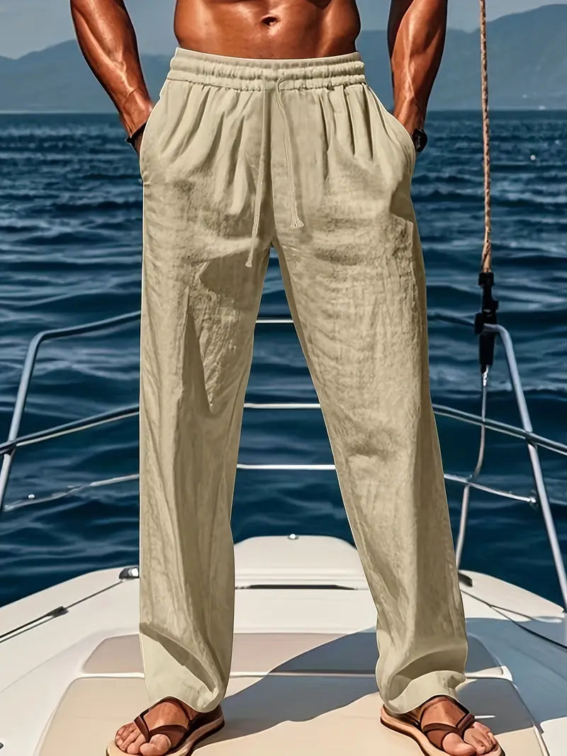 WW | Men's Linen Trousers Breathable Summer Trousers with Classic Style