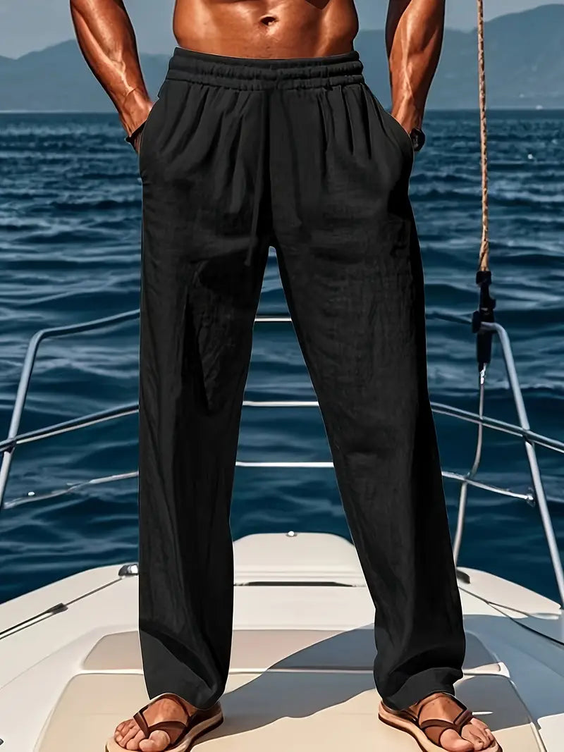 WW | Men's Linen Trousers Breathable Summer Trousers with Classic Style