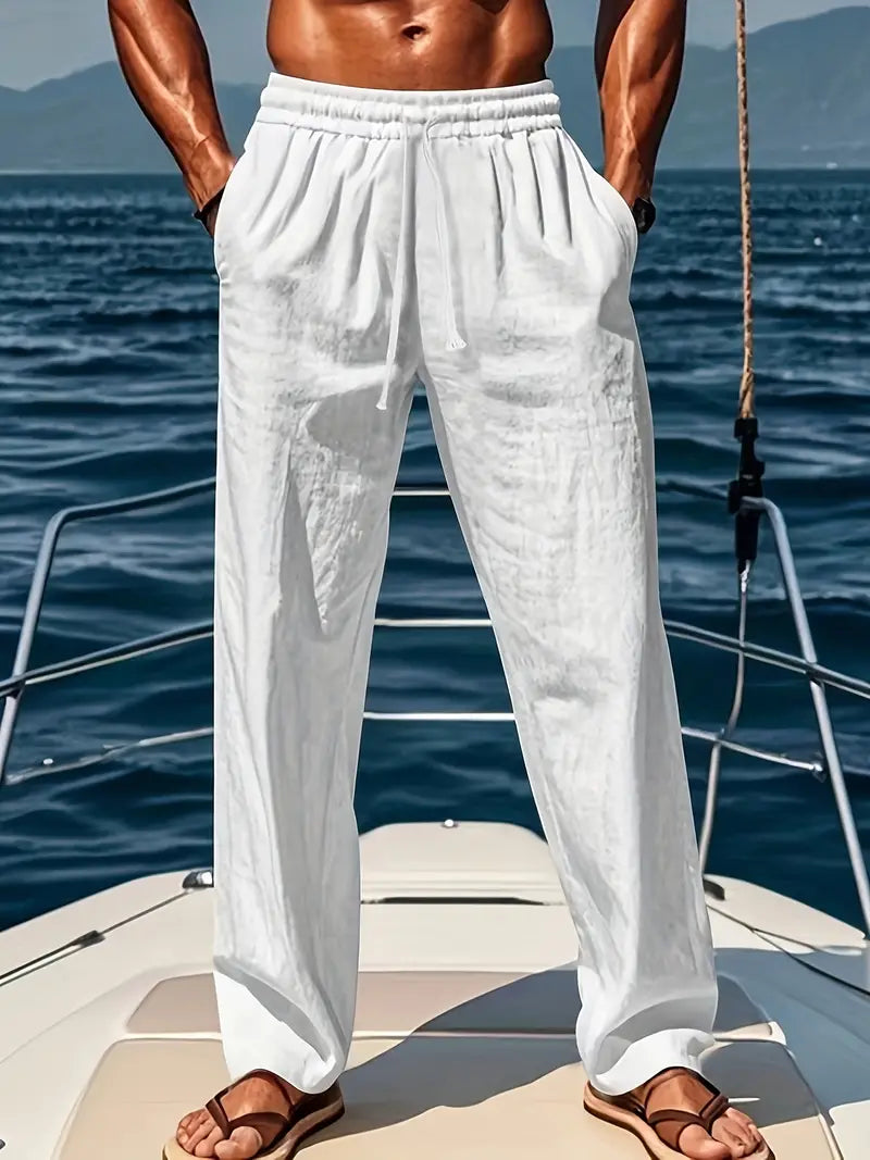 WW | Men's Linen Trousers Breathable Summer Trousers with Classic Style