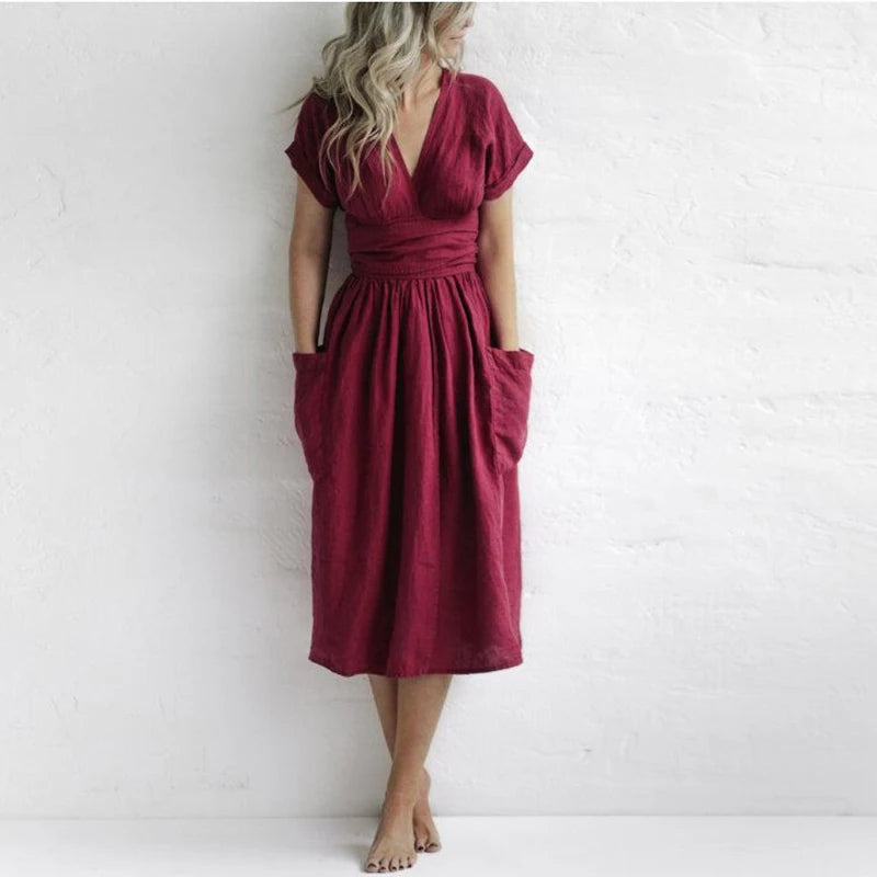 WW | Solid Cotton Linen Cami Dress