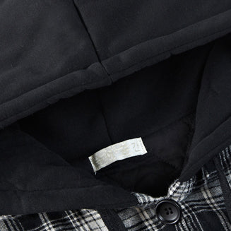 WW | casual plaid cotton thick coats oversized hooded thick high-low cardigans