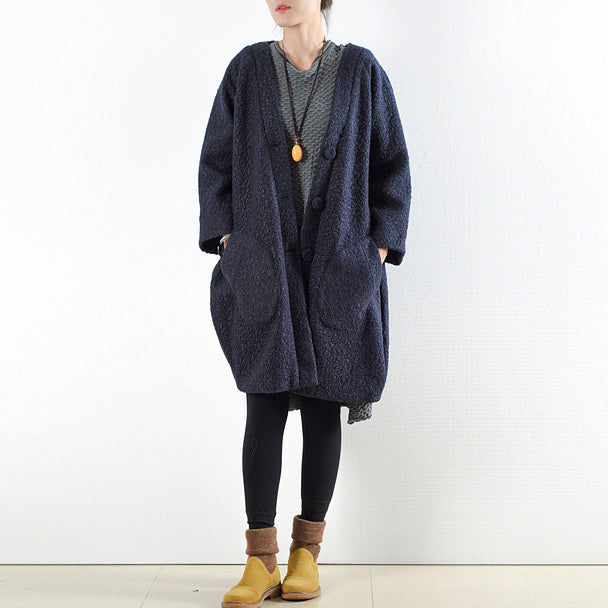 WW | Coats 2025 navy blue wool coats plus size cute jacket women WW | Hoodie Coat