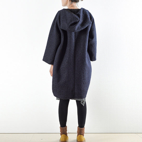 WW | Coats 2025 navy blue wool coats plus size cute jacket women WW | Hoodie Coat