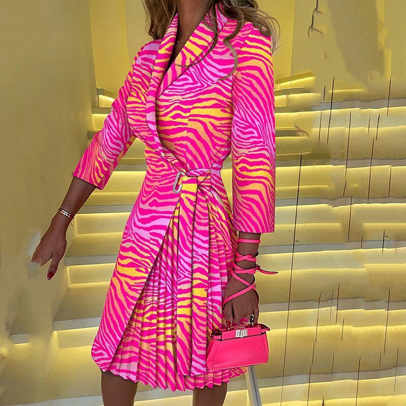 W&W Eleganter gekerbter Kragen Blazer Kleid