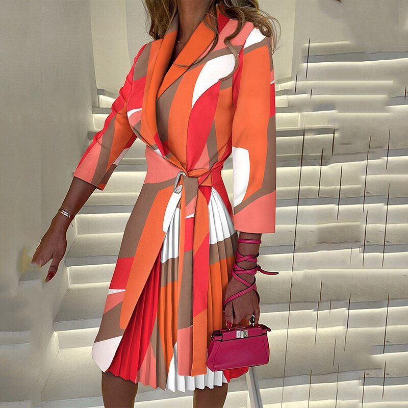 W&W Eleganter gekerbter Kragen Blazer Kleid