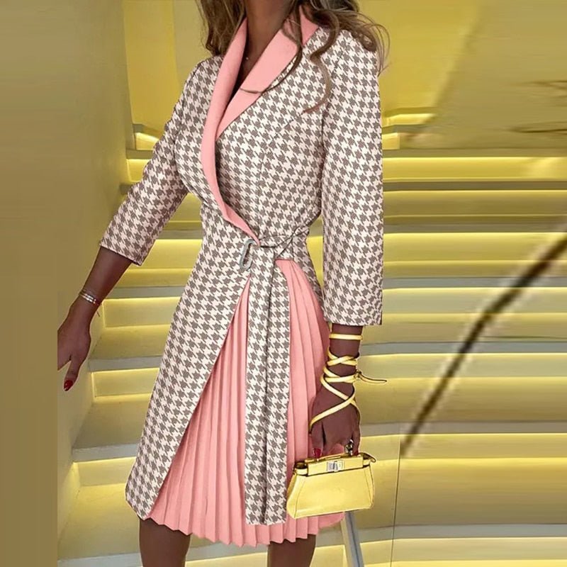 W&W Eleganter gekerbter Kragen Blazer Kleid