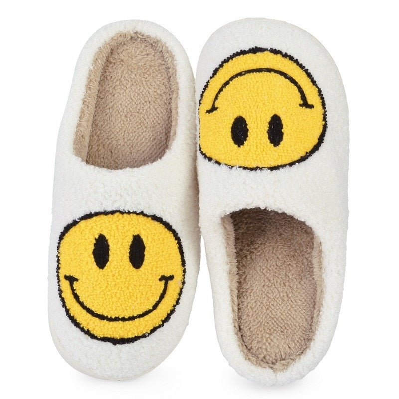 WW | Großes Smiley Muster Pelzpantoffel