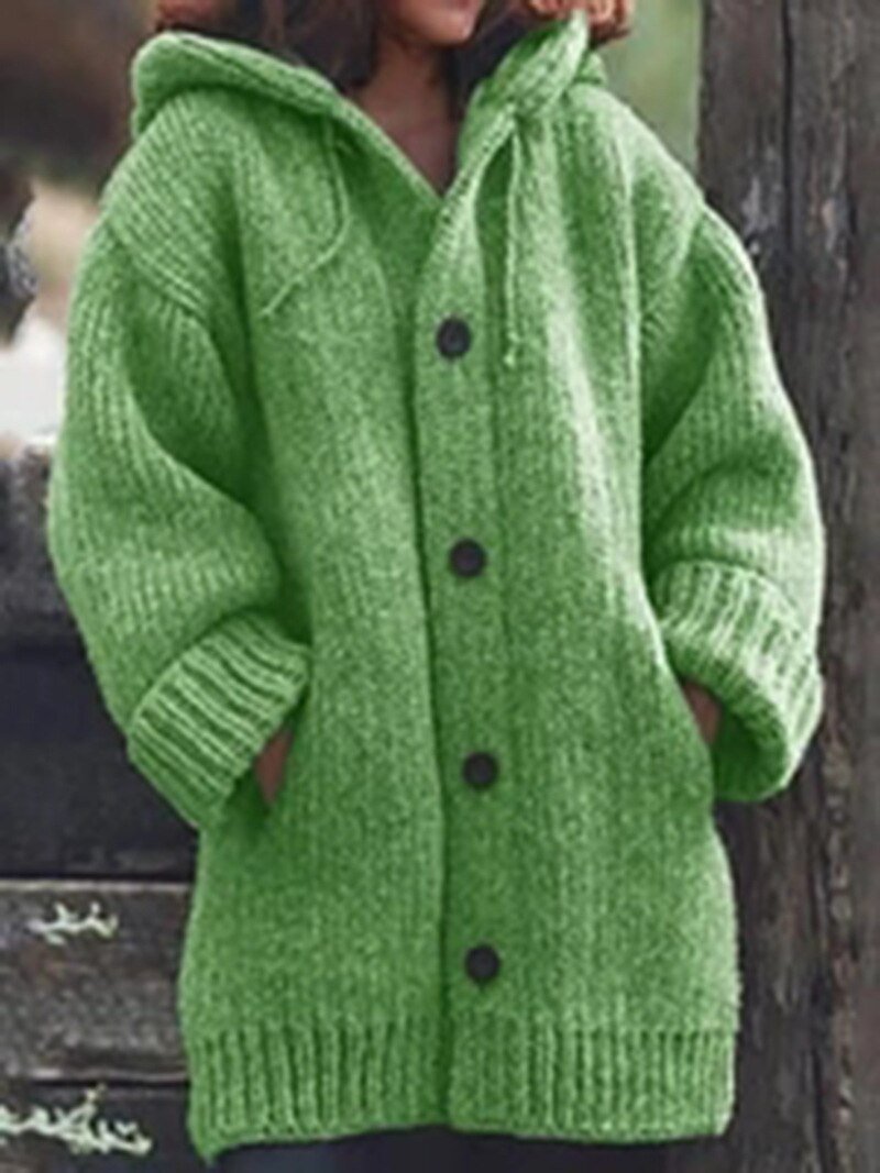 WW | Hutkragen Schlichte, locker sitzende, langärmelige Strickjacke